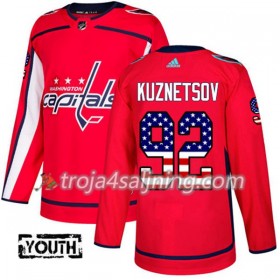 Washington Capitals tröja Evgeny Kuznetsov 92 Röd USA Flag Fashion 2017-2018 Adidas Authentic - NHL Tröjor Barn